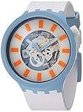 Swatch Big Bold BIOCERAMIC Quartz Silicone Strap, White, 20 Casual Watch (Model: SB03N101)