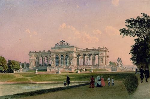 Peinture murale Rudolf Von Alt de la Gloriette à Schönbrunn toile abstraite salon 60x90cm