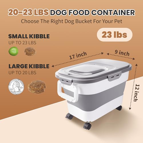 Image of 15-23 LBS Dog Food Storage Container Airtight, Collapsible Pet food Storage Container,Cat Food Storage Container for Pet Food,Rice Flour, Scoop and Small Container