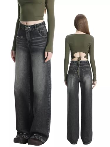 EMMIOL Womens Baggy Jeans Wide Leg Mid-Low Rise Boyfriend Loose Denim Pants Y2K 90S Outfits3