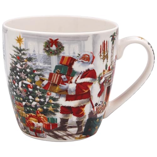The Leonardo Collection Santa Large Breakfast Mug for Hot Drinks | Reusable Fine China Coffee Cups for Kitchen & Home | Printed Tea Mugs for Every Occasion | Durable Cup for All Types of Beverages