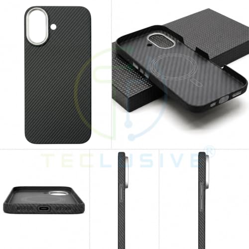 Image of T TECLUSIVE Carbon Fiber Case Compatible with Magsafe iPhone 17 Black