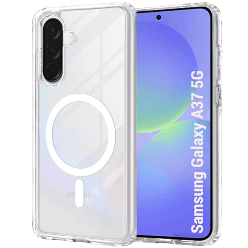 Image of TheGiftKart Back Cover for Samsung Galaxy A37 5G Case Compatible with MagSafe | Hybrid Crystal Clear Shockproof Design | Camera Protection Bump | Galaxy A37 Back Cover (PC & TPU, Transparent)