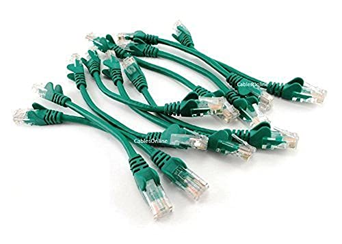 CablesOnline 10-Pack 6inch CAT5e UTP Ethernet RJ45 Full 8-Wire Green Patch Cable, (U-000GR-10)