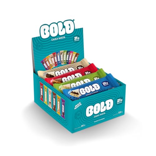 Barra de Proteína Bold Caixa Mista 12 Unid 60g | 21g de Proteína | Zero Adição de Açúcar