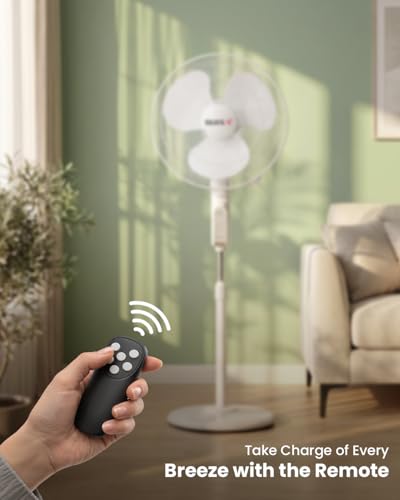 Image of Sujata BLDC Pedestal Fan with Remote | 2 Year Warranty | Stand Fan, 400mm Sweep, 1350 RPM | 100% Copper Winding, Silent Operation with Oscillation, Ideal for Home & Offices (Greenova Air - White)