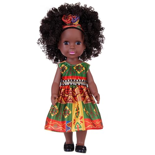Otbushit Poupée Noire de 14 Pouces, poupées Noires pour Filles avec Tenues interchangeables et Coiffure Afro, poupée en Caoutchouc Souple pour Enfants de 3...