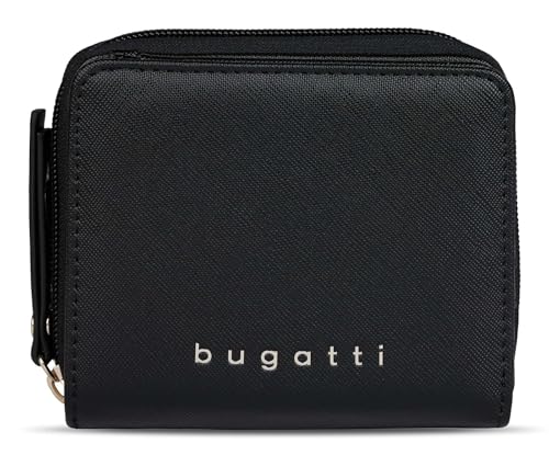 Bugatti Ella Zip Around Wallet S mini portefeuille noir anti-perte fermeture éclair