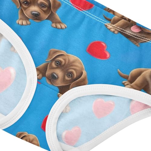 Artistic Girls Underwear Toddler 2t Cotton Cute Panties Girl Brown Puppies Dogs Hearts Blue Underpants Briefs4