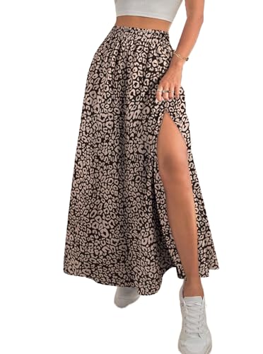 Avanova Women Boho Floral Slit Maxi Skirt Split Thigh High Waisted Long Sexy Skirt