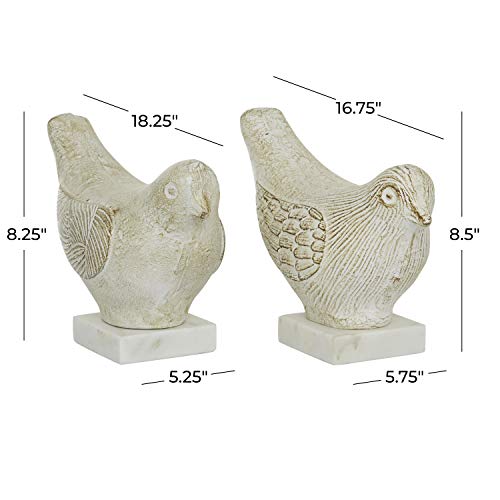 Set de 2 estatuas decorativas de cerámica de pájaro blanco miniatura 6