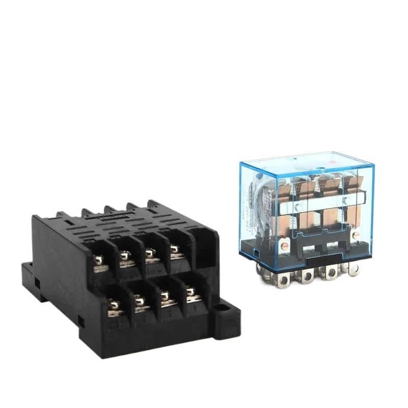 Relé intermedio HH64P LY4NJ 10A, microrelé electromagnético pequeño ACDC12V24V AC110V 220V 380V con base de enchufe de 14 pines PTF14A(With socket,DC 12V)