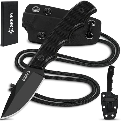 GREIFS® Neck Knife Messer NEXUS mit Kydex Scheide, Clip+Paracord zum Umhängen oder Einstecken,...