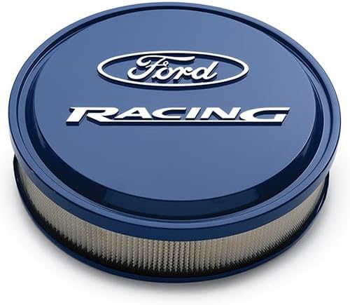 Ford 302-381 Air Cleaner Assembly - Slant-Edge - 13 in Round - 2.75 in Element - 5-1/8 in Carb Flange - Drop Base Racing Logo - Aluminum - Blue Powder Coat - Kit