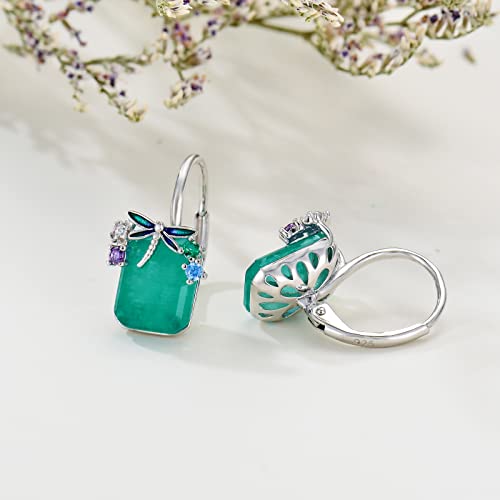 Shusukue Dragonfly Paraiba Tourmaline Earrings 925 Sterling Silver Dragonfly Leverback Earrings Blue Green Crystal Dangle Earrings Gemstone Drop Earrings Birthday Mother's Day Jewelry Gifts For Women Girls Mom #TOP2