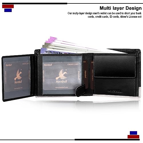 Image of HORNBULL Men's Personalized Gift Wallet I Customized Slim Stylish Leather Purse with Name I Unique Birthday Gift for Men Boy Love Husband Black /Sand