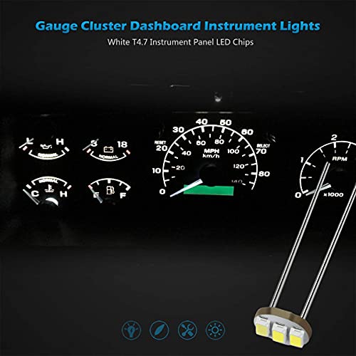 Partsam 10Pcs Blue T4.7 & 20Pcs 4.7Mm-12V White Mini Bulb Instrument Panel Led Light Gauge Cluster Speedometer Dashboard Indicator Lamp Repair Compatible With Silverado Suburban Tahoe Yukon 2003-2006 #TOP5