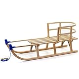 HolzFee Kinderschlitten Holz Schlitten mit Lehne flexibel Davos S 110 RL S Ecru