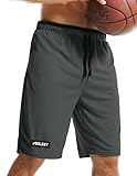 Aolesy Men's Basketball Shorts with Zipper Pockets 10 Inch Long Athletic Shorts for Men Lightweight