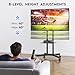 BONTEC Mobile TV Stand with Tilt Function, Rolling TV Cart for 32–85 Inch LED LCD OLED Flat & Curved TVs, Portable Stand with Laptop Shelf, Locking Wheels, Max VESA 600x400mm, 132 lbs Capacity, Black