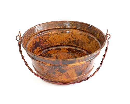 Round Copper Vessel Bathroom Sink, 16 X 8 Inches,Bucket One,Finish Natural #TOP6