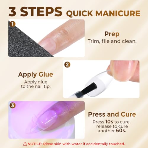 UNA GELLA 9 in 1 Gel Nail Glue U V Super Hold for Gel Nails Tips, 10ml Brush On Nail Glue for Light-Color Press On Nails, Rhinestones, Base coat, Blooming Art, Acrylic Tips, Lamp Cured Needed - 10