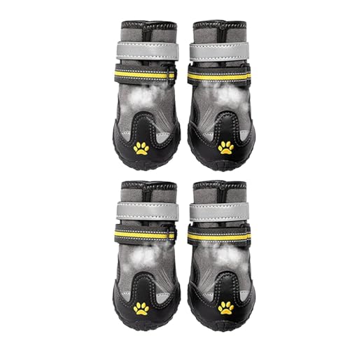 Botines para perro, 4 botas impermeables antideslizantes para interiores y exteriores, fáciles de poner, con correa ajustable para caminar, correr