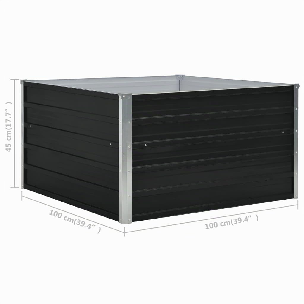 vidaXL Hochbeet Gartenbeet Gemüsebeet Pflanzbeet Pflanzkasten Blumenbeet Blumenkasten Frühbeet Garten 100x100x45cm Verzinkter Stahl Anthrazit