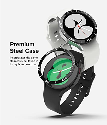 Image of Ringke Bezel Styling Compatible with Samsung Galaxy Watch 4 40mm / Galaxy Watch FE Accessory Adhesive Frame Ring Cover Anti Scratch [Stainless Steel] Protection - Black [40-02]