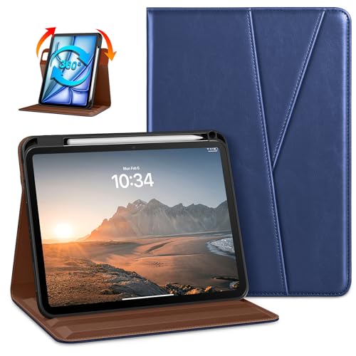 DTTO Funda giratoria para iPad Air de 11 pulgadas M3 / M2 (2025/2024), iPad Air de 5ª / 4ª generación (2022/2020), funda giratoria de 360 grados con soporte para lápices, color azul marino
