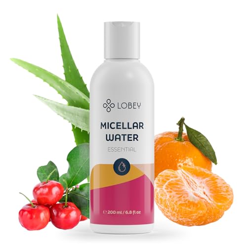 LOBEY Mizellenwasser – Sanfte Gesichtsreinigung mit Aloe Vera & Fruchtextrakten – Entfernt Make-up & Sonnenschutz – Für Empfindliche Haut – Natürlich & Feuchtigkeitsspendend (200 ml)
