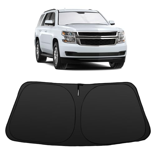 Image of Windshield Sun Shade for 2015 2016 2017-2020 Tahoe SUV | Foldable, Full covered for windshield, Block UV Rays, Heat Reduction, Easy to install, Keeps Car Cooler