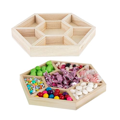 Hammont Hexagon Wooden Serving Tray (2-Pack)