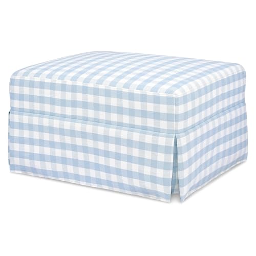 Image of Namesake Crawford Gliding Ottoman in Blue Gingham, Greenguard Gold & CertiPUR-US Certified
