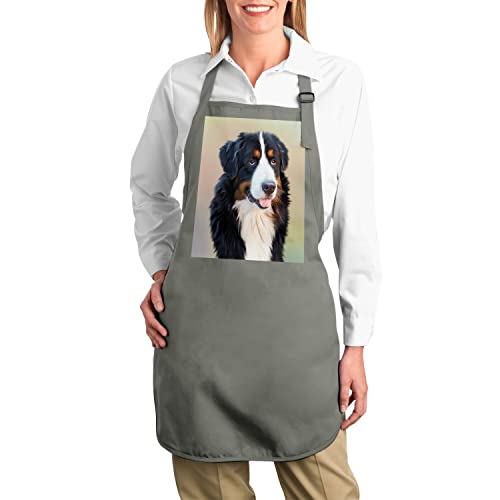 Tablier de cuisine gris imprimé Saint Bernard pour passionné de grands chiens - 2