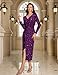 Bbonlinedress Women Sequin Cocktail Spring Summer Wedding Guest Formal Dress Long Sleeve Slit Wrap Maxi Evening Gown Prom Party,Grape L