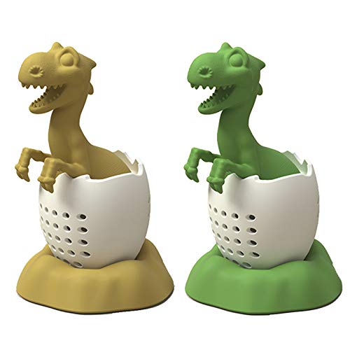 Infusor de té de silicona, 2 unidades, diseño de dinosaurio, reutilizable, con mango largo, hojas sueltas, filtro para amantes del té Cover