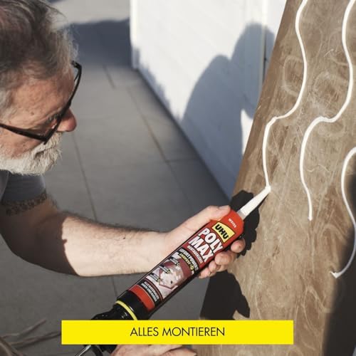 UHU POLY MAX POWER Montagekleber transparent, Kartusche 300g