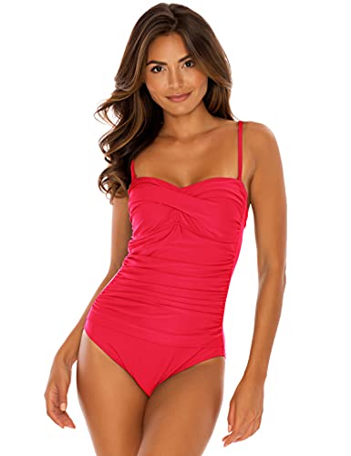 Image of RELLECIGA Women's Twist Front Shirred One Piece Swimsuit