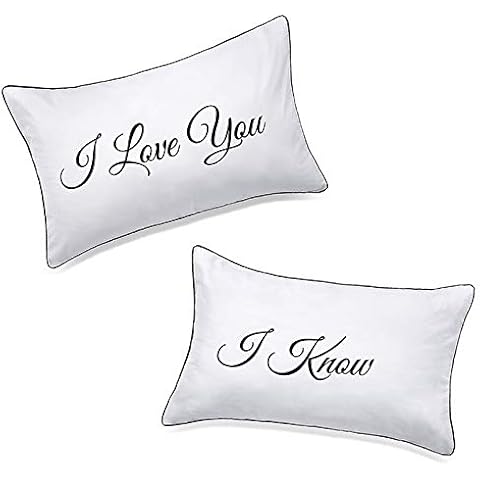 DasyFly Falling in Love Couples Pillowcases Wedding, Anniversary,V-day,Christmas, Romantic Gift Idea for Him or Her,Cute lovers of pillowcase Set:I Love You,I Know Cover