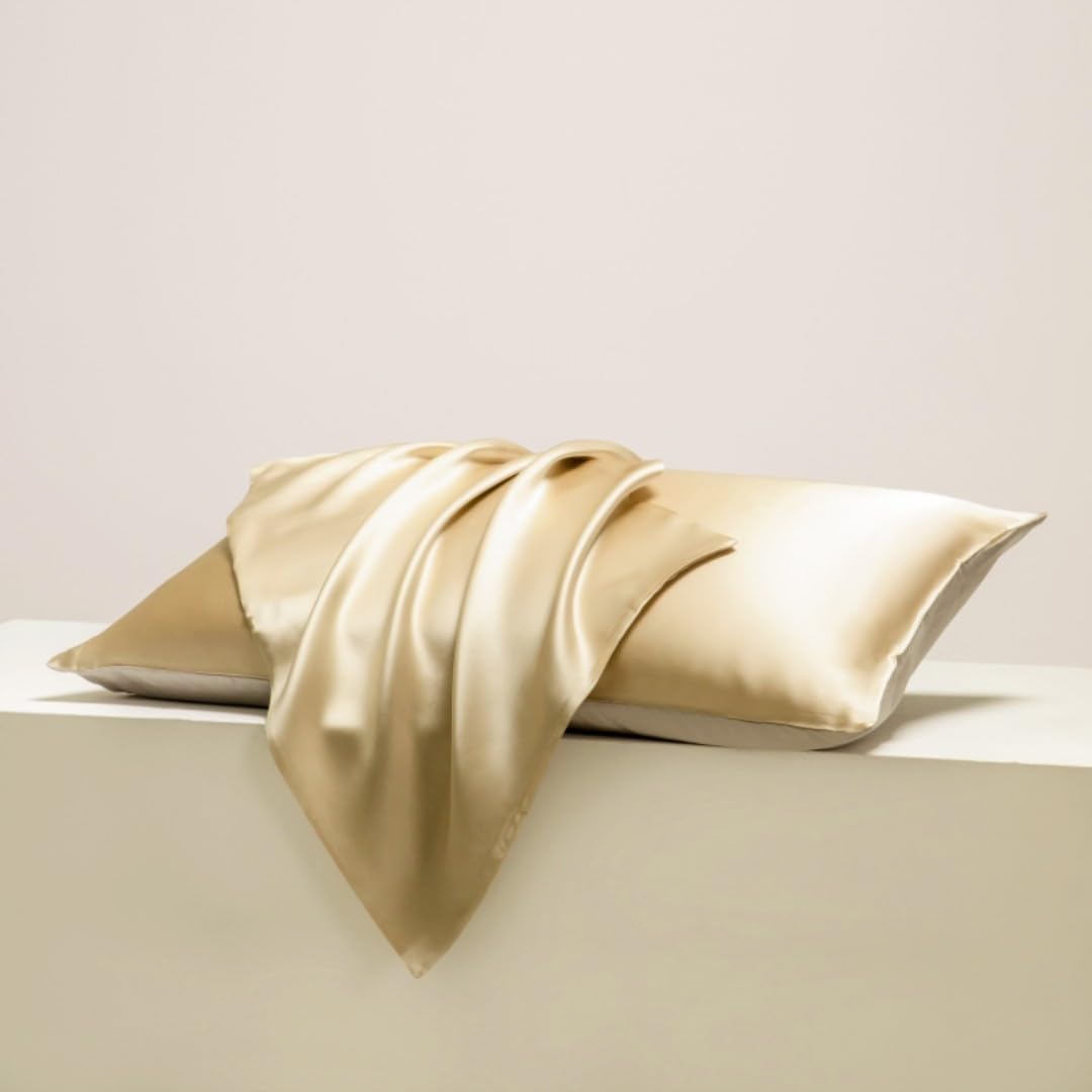 Federa In Seta Di Gelso 100% Con Chiusura A Busta – 50x75 Cm, Colore Champagne, Benefici Per Capelli E Pelle