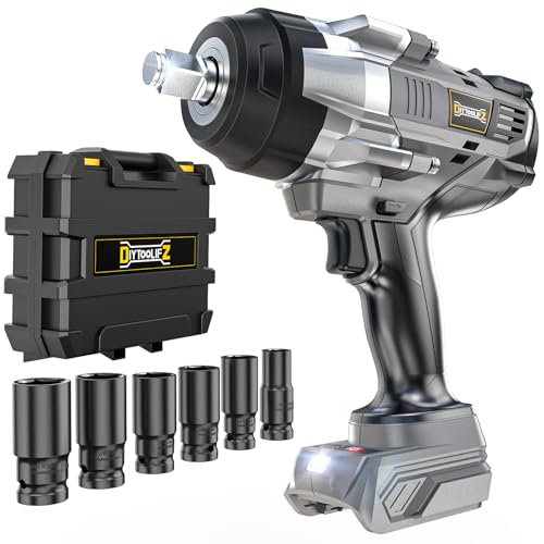 Cordless Impact Wrench 1/2 inch Compatible with Dewalt 20v Battery, 1700 Ft-lbs High Torque Impact Driver with 6Pcs Sockets & Storage Case, Electric Impact Gun with 4-Speed & LED Light