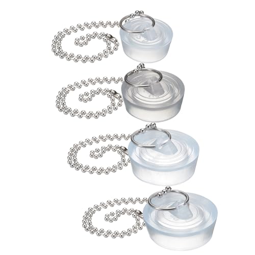 uxcell 4Pcs Drain Stoppers, 4 Sizes PVC Bathtub Stopper Sink Plugs Caps with Hanging Ring and 11