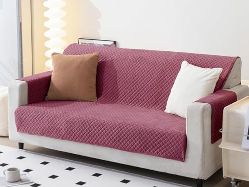 Image of Fashion Throw Quilt-Fully Covered 3 Seater Anti-Slip Quilted Sofa Covers for Living Room Sofa Slipcovers Furniture Cover Home Decor Pink