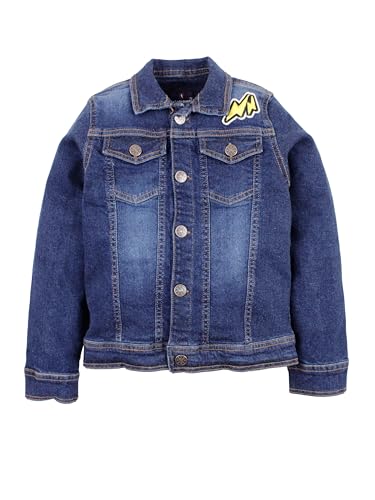 Image of KiddoPanti Boys Denim Jacket | Cotton Poly Blend with Spandex | Washed Denim, Full Sleeve | Button Closure & Front Flap Pockets | Collared Neck