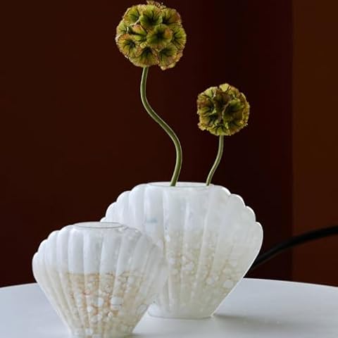 Flower Vase,Shell Vases for Decor,Glass Vase Decorative Unique Vase for Home Decor, Art Vase 8" H Cover