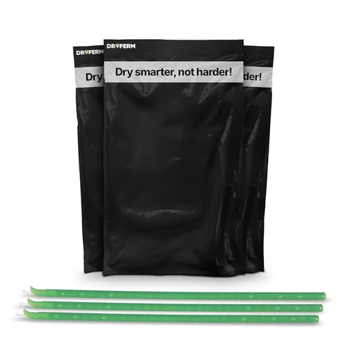 DryFerm Trocknungsbeutel 3er Set (30x50cm) inkl. Clips - Premium Dry Bags für Kräuter & Blüten 55% RLF Trocknung & Oxidationsschutz