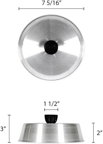 Miniatura 5 de TrueCraftware Juego de 2 cubiertas de aluminio para parrilla de 7 pulgadas con perilla de plástico negro, cubierta redonda de queso de hamburguesa y