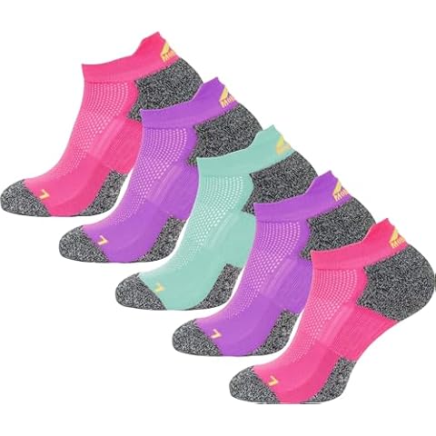 More Mile Challenger 5 Pack Womens Running Socks Cushioned Sports Anklet Cover