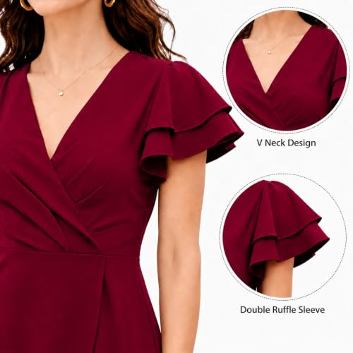 BTBII Women's Black Formal Dresses V Neck Midi Dress Church Dresses for Wedding Cocktail Party Birthday Summer - image 4